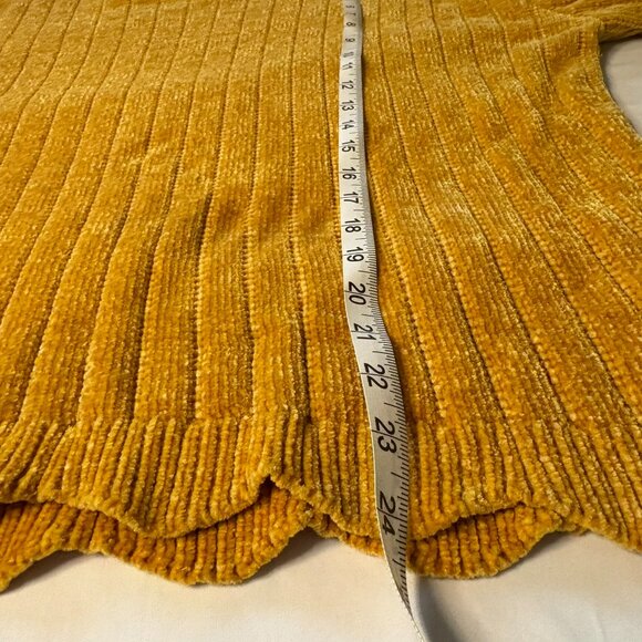 Ava & Viv Marigold Chanille Ribbed Knit Sweater Scalloped Hem Crew Neck Size 2X - Picture 3 of 7
